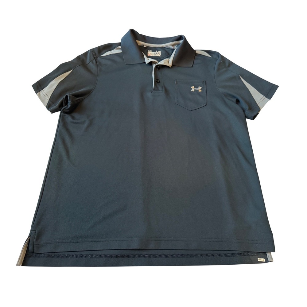 Under Armour Mens HeatGear Polo Shirt L Gray Skilled‎ Therapies Tampico Active